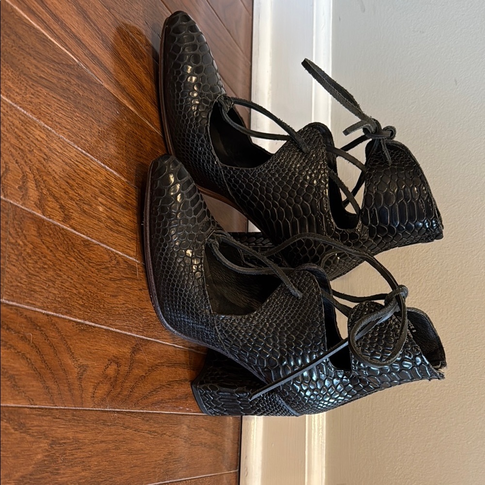 Freebird by Steven Black Heeled Shoes with Textured Design